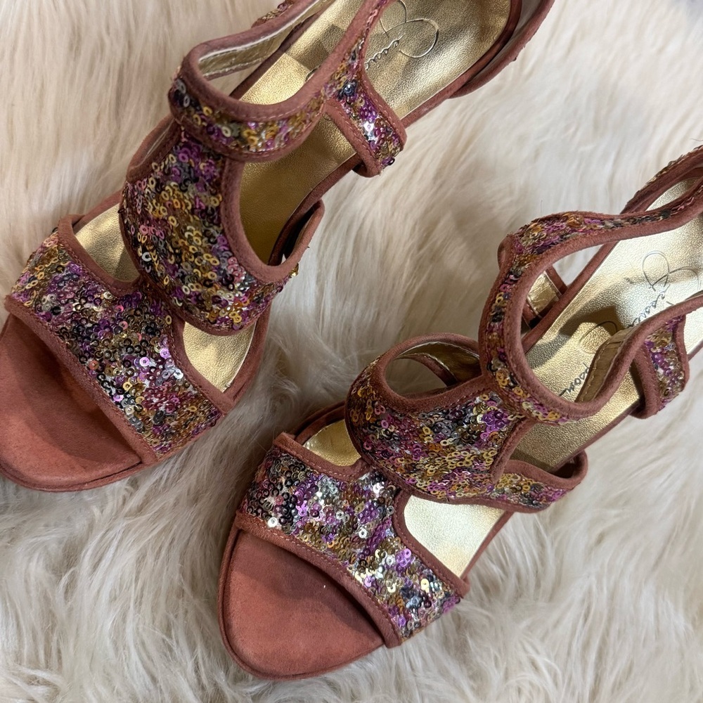 Jessica Simpson Bruno platform sandals in a rose gold sequin - Picture 5 of 9